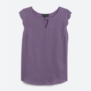 FORTUNE + IVY Dina Mixed Material Scallop Sleeve Top